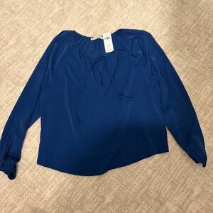 Abercrombie royal blue tie neck blouse BNWT